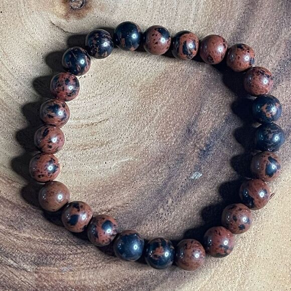 Mahogany obsidian 8mm stretch bracelet beaded bracelet 7” stretch crystal healin - Picture 11 of 12